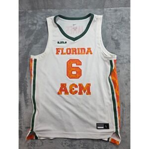 Nike LeBron James Florida A&M Rattlers Basketball Jersey White Green Orange L